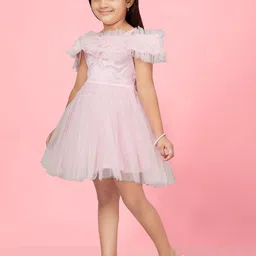 BAESD Flutter Sleeve Net Fit & Flare Dress image 4