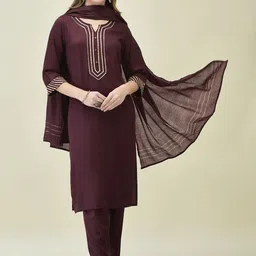 Shree Women Liva Kurta with Trousers & With Dupatta-picture-52