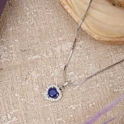 OPUS GEMS Silver-Plated American Diamond Stones Studded Heart Shaped Pendants With Chains-image-93
