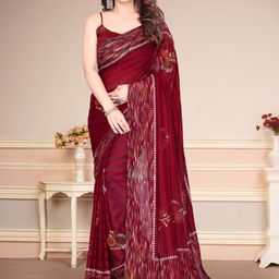 MAGNEITTA Floral Printed Pure Georgette Leheriya Saree-picture-37