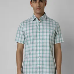 Van Heusen Sport Men Spread Collar Tartan Checked Cotton Slim Fit Casual Shirt-image-67