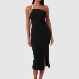 Forever New Women Embellished Asymmetric Neck Slits Bodycon Midi Dress-image-73