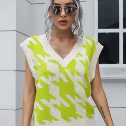 Oh Rare Women Abstract Printed Pullover Sweater Vest-picture-12