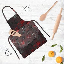 ArtzFolio Black & Red Printed Pure Cotton Apron-7