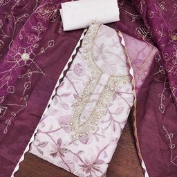 MANVAA Botanical Embellished Sequinned Unstitched Dress Material-picture-12