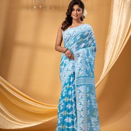 TANTLOOM Floral Woven Design Jamdani Saree-image-66