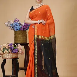 SLAGHA Woven Design Zari Silk Cotton Taant Saree-40