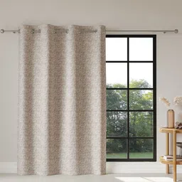 DDecor Beige & White Geometric Printed Room Darkening Door Curtain-image-44