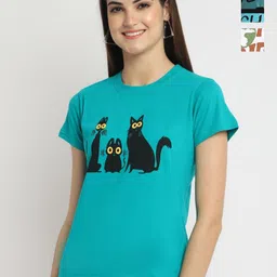 Dreambe Women Pack of 3 Graphic Printed Round Neck Cotton T-shirts-picture-14