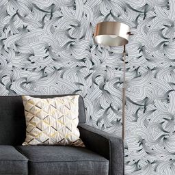 ArtzFolio Printed UV-Resistant Anti-Bacterial Hand-Drawn Waves Peel & Stick Wallpaper-image-42