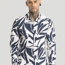 Snitch Men Smart Spread Collar Abstract Printed Slim Fit Casual Shirt-image-16