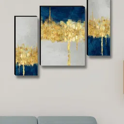 Myntra Elegant Homes Grey & Gold-Toned 3 Pieces Floral and BotanicalWall Paintings-image-74
