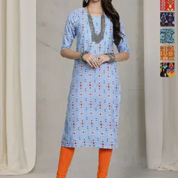 7Threads Selection Of 6 Geometric Printed Round Neck Straight Kurtas-image-33