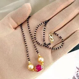Bhumi Gold-Plated Artificial Stones and Beads Mangalsutra-image-55