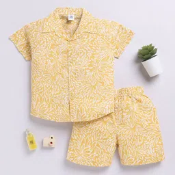 Clt.s Kids Pure Cotton Floral Printed Shirt Collar Shirt & Shorts-image-88