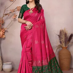 AMRUTKALA SAREES Ethnic Motifs Woven Design Zari Banarasi Saree-10