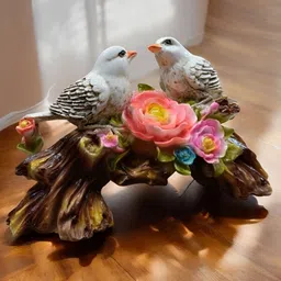 Vrinban International Brown And White Birds With Roses Figurine Ceramic Showpiece-picture-38