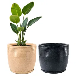 RUBOXA 2Pcs Brown &Black UV Protected Extra Large Flower Pot-3