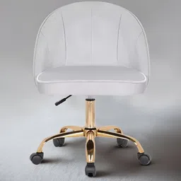 nestroots Grey & Gold-Toned Luxury Tufted Office Chair With Wheels-image-28