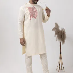 DEVOILER Men Ethnic Motifs Printed Regular Kurta with Pyjamas image 3