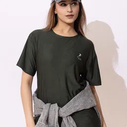 ARMISTO Women Sports Solid Oversized Round Neck T-shirt-image-23
