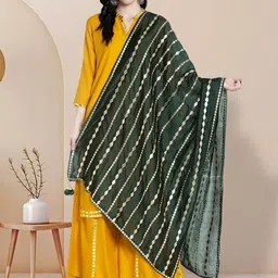 Moda Rapido Striped Embroidered Gotta Patti Dupatta-picture-25