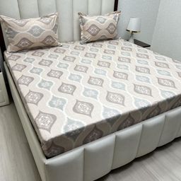 Pure Decor Royal Passion Beige Pure Cotton 330 TC Queen Bedsheet Set-2.28 m x 2.54 m-picture-11