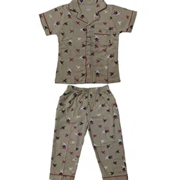 Zoom Minimondo Unisex Kids Printed Cotton Slip-On Night suit-image-12