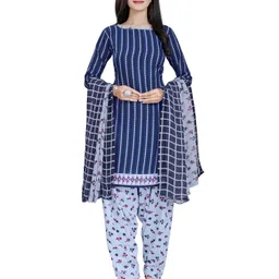 HERE&NOW Striped Unstitched Dress Material-29