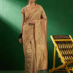 MANVAA Woven Design Zari Silk Blend Designer Banarasi Saree-picture-10