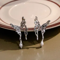 Krelin Silver-Plated Pearls Beaded Animal Shaped Studs-image-42