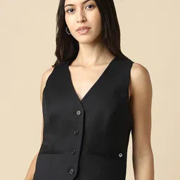 Allen Solly Woman V-Neck Sleeveless Waistcoat-picture-6