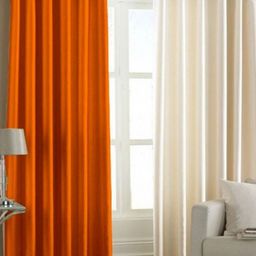 BELLA TRUE White & Orange 2 Pieces Window Curtains-image-79