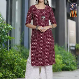 Moda Rapido Selection Of 4 Floral Printed Round Neck Straight Kurta-image-64