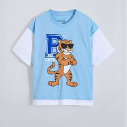 Hopscotch Kids Boys Blue Printed Drop-Shoulder Sleeves T-shirt-picture-41