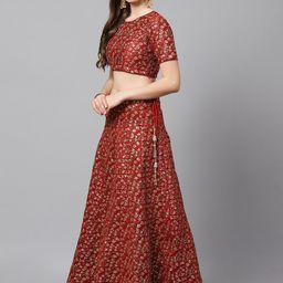 DIVASTRI Embroidered Sequinned Semi-Stitched Lehenga & Unstitched Blouse With Dupatta image 4
