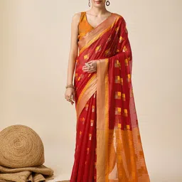 KALINI Woven Design Zari Silk Blend Banarasi Saree-image-19