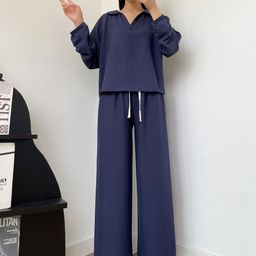 BAESD Shirt Collar T-Shirt With Trousers Co-Ords Set-picture-46