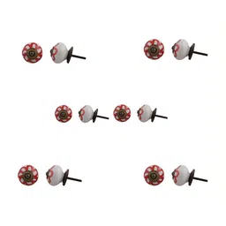 Indianshelf 6-Pcs Red & White Printed Ceramic Knobs-image-35