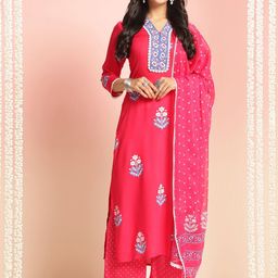 KALINI Women Ethnic Motifs Printed Regular Kurta with Palazzos & With Dupatta-image-58