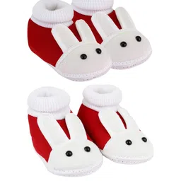 NESKA MODA 3 To 12 Months Infants Set of 2 Pair Combo Cotton Rabbit Shoe Booties-20