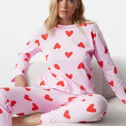 Trendyol Women Pure Cotton Conversational Printed Night suit-image-84