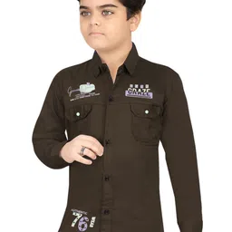 BAESD Boys Classic Fit Typography Printed Spread Collar Cotton Casual Shirt-image-90