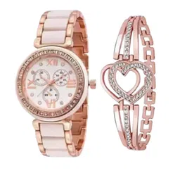 Miss Perfect Women Embellished Dial & Bracelet Style Straps Analogue Watch LJ362-picture-5