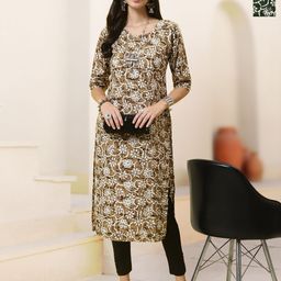 HERE&NOW Selection Of 2 Floral Printed Round Neck Straight Kurta-image-86