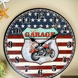 eazy wagon Retro Blue & Red Printed Round Shaped Wall Clock-image-2