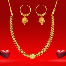 Heer Collection Gold Plated Thushi Choker Necklace With Earrings-image-33