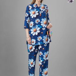 TITTLI Pack Of 2 Printed Mandarin Collar Tunic With Trousers Co-Ords-picture-42