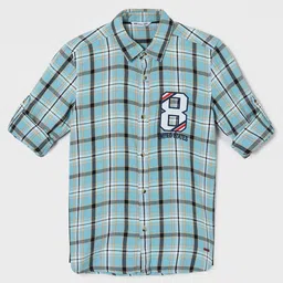 Fame Forever by Lifestyle Boys Tartan Checks Opaque Striped Casual Shirt-image-92