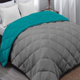 CHICERY Grey & Teal Heavy Winter 210 GSM Double Bed Comforter-image-8